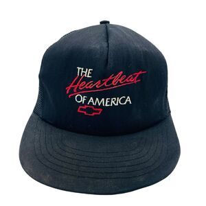 Vintage Chevrolet The Heartbeat of America Snapback Hat Black Corduroy